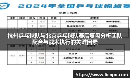 杭州乒乓球队与北京乒乓球队赛后复盘分析团队配合与战术执行的关键因素